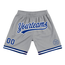 Load image into Gallery viewer, Custom Gray Royal-White Authentic Throwback Basketball Shorts