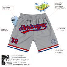 Load image into Gallery viewer, Custom Gray Red-Royal Authentic Throwback Basketball Shorts