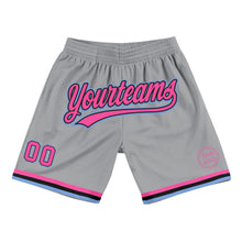 Load image into Gallery viewer, Custom Gray Pink Black-Light Blue Authentic Throwback Basketball Shorts
