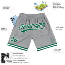 Load image into Gallery viewer, Custom Gray Kelly Green-White Authentic Throwback Basketball Shorts