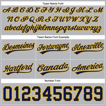 Load image into Gallery viewer, Custom Gray Navy-Gold Authentic Throwback Basketball Shorts