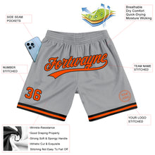 Load image into Gallery viewer, Custom Gray Orange-Black Authentic Throwback Basketball Shorts