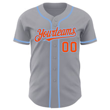 Load image into Gallery viewer, Custom Gray Orange-Light Blue Authentic Baseball Jersey