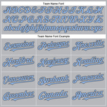 Load image into Gallery viewer, Custom Gray Light Blue-Steel Gray Authentic Baseball Jersey
