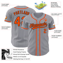 Load image into Gallery viewer, Custom Gray Black Pinstripe Orange Authentic Baseball Jersey
