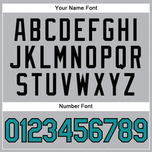 Load image into Gallery viewer, Custom Gray Black Pinstripe Teal Authentic Baseball Jersey