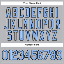 Load image into Gallery viewer, Custom Gray Black Pinstripe Light Blue Authentic Baseball Jersey