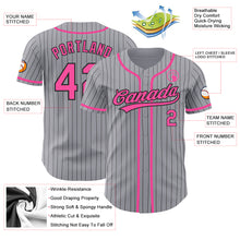 Load image into Gallery viewer, Custom Gray Black Pinstripe Pink Authentic Baseball Jersey