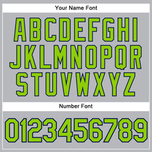 Load image into Gallery viewer, Custom Gray Navy Pinstripe Neon Green Authentic Baseball Jersey