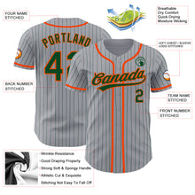 Load image into Gallery viewer, Custom Gray Green Pinstripe Orange Authentic Baseball Jersey