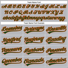 Load image into Gallery viewer, Custom Gray Green Pinstripe Orange Authentic Baseball Jersey