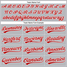 Load image into Gallery viewer, Custom Gray White Pinstripe Red Authentic Baseball Jersey