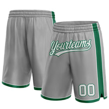 Load image into Gallery viewer, Custom Gray White-Kelly Green Authentic Basketball Shorts