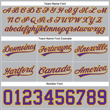 Load image into Gallery viewer, Custom Gray Purple-Gold Authentic Basketball Shorts