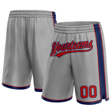 Load image into Gallery viewer, Custom Gray Red-Navy Authentic Basketball Shorts