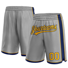 Load image into Gallery viewer, Custom Gray Gold-Navy Authentic Basketball Shorts