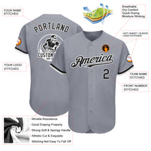 Load image into Gallery viewer, Custom Gray Black-White Authentic Baseball Jersey