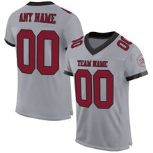 Load image into Gallery viewer, Custom Gray Crimson-Black Mesh Authentic Football Jersey