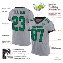 Load image into Gallery viewer, Custom Gray Kelly Green-Black Mesh Authentic Football Jersey