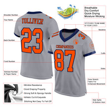 Load image into Gallery viewer, Custom Gray Orange-Navy Mesh Authentic Football Jersey
