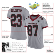 Load image into Gallery viewer, Custom Gray Black-Burgundy Mesh Authentic Football Jersey