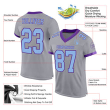 Load image into Gallery viewer, Custom Gray Light Blue-Purple Mesh Authentic Football Jersey