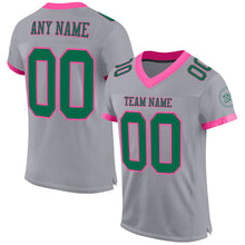 Load image into Gallery viewer, Custom Gray Kelly Green-Pink Mesh Authentic Football Jersey
