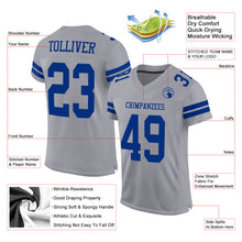 Load image into Gallery viewer, Custom Gray Royal Mesh Authentic Football Jersey