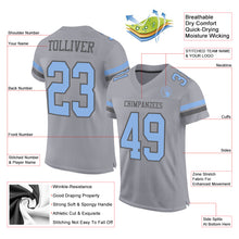 Load image into Gallery viewer, Custom Gray Light Blue-Steel Gray Mesh Authentic Football Jersey