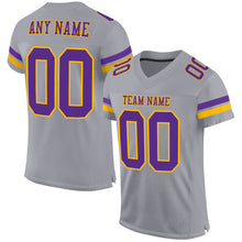 Load image into Gallery viewer, Custom Gray Purple-Gold Mesh Authentic Football Jersey