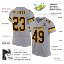 Load image into Gallery viewer, Custom Gray Brown-Gold Mesh Authentic Football Jersey