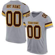 Load image into Gallery viewer, Custom Gray Brown-Gold Mesh Authentic Football Jersey