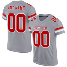 Load image into Gallery viewer, Custom Gray Red-White Mesh Authentic Football Jersey