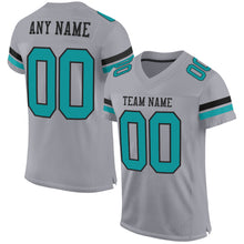 Load image into Gallery viewer, Custom Gray Teal-Black Mesh Authentic Football Jersey