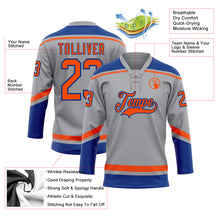 Load image into Gallery viewer, Custom Gray Orange-Royal Hockey Lace Neck Jersey
