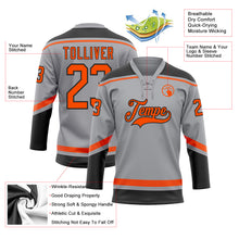 Load image into Gallery viewer, Custom Gray Orange-Black Hockey Lace Neck Jersey