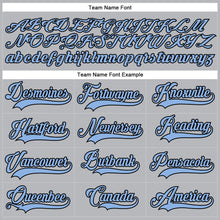 Load image into Gallery viewer, Custom Gray Light Blue-Black Hockey Lace Neck Jersey