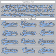 Load image into Gallery viewer, Custom Gray Light Blue-Steel Gray Hockey Lace Neck Jersey