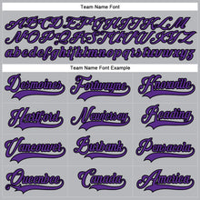 Load image into Gallery viewer, Custom Gray Purple-Black Hockey Lace Neck Jersey