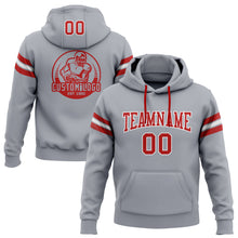 Load image into Gallery viewer, Custom Stitched Gray Red-White Football Pullover Sweatshirt Hoodie