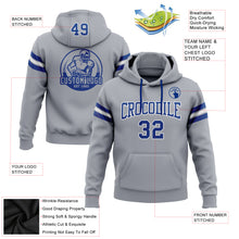 Load image into Gallery viewer, Custom Stitched Gray Royal-White Football Pullover Sweatshirt Hoodie