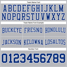 Load image into Gallery viewer, Custom Stitched Gray Royal-White Football Pullover Sweatshirt Hoodie