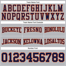 Load image into Gallery viewer, Custom Stitched Gray Navy-Orange Football Pullover Sweatshirt Hoodie