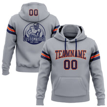 Load image into Gallery viewer, Custom Stitched Gray Navy-Orange Football Pullover Sweatshirt Hoodie