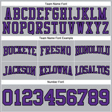 Load image into Gallery viewer, Custom Stitched Gray Purple-Black Football Pullover Sweatshirt Hoodie