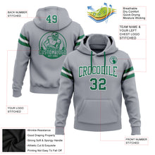 Load image into Gallery viewer, Custom Stitched Gray Kelly Green-White Football Pullover Sweatshirt Hoodie