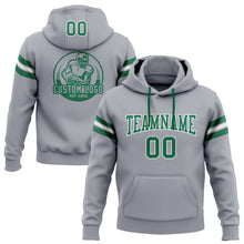 Load image into Gallery viewer, Custom Stitched Gray Kelly Green-White Football Pullover Sweatshirt Hoodie