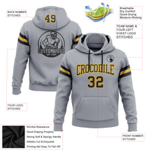 Load image into Gallery viewer, Custom Stitched Gray Black-Gold Football Pullover Sweatshirt Hoodie