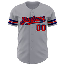 Load image into Gallery viewer, Custom Gray Red-Navy Authentic Baseball Jersey
