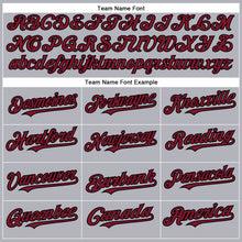 Load image into Gallery viewer, Custom Gray Crimson-Black Authentic Baseball Jersey